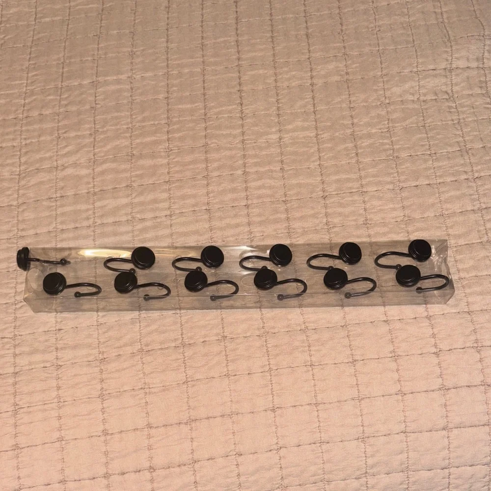 12 Black Shower Curtain Hooks